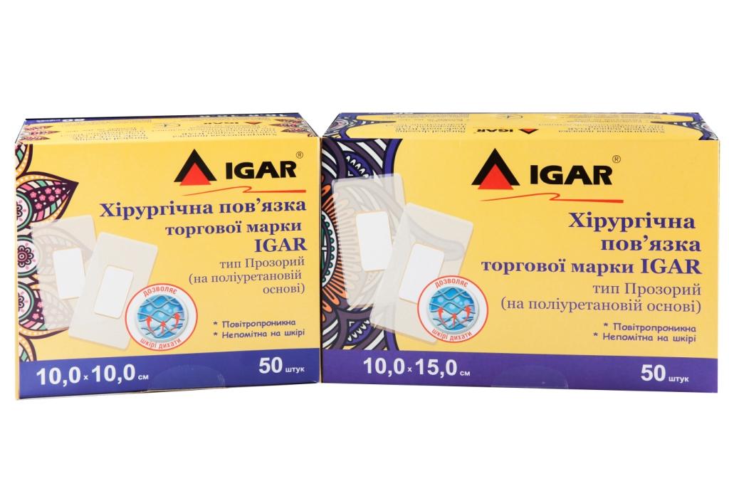 Хірургічні пов’язки ТМ IGAR Прозорий (на поліуретановій основі)10,0 × 10,0 см